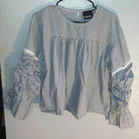 Nautical Striped Nanette Lepore with Unique Puffed Sleeve M - Picture 1 of 7